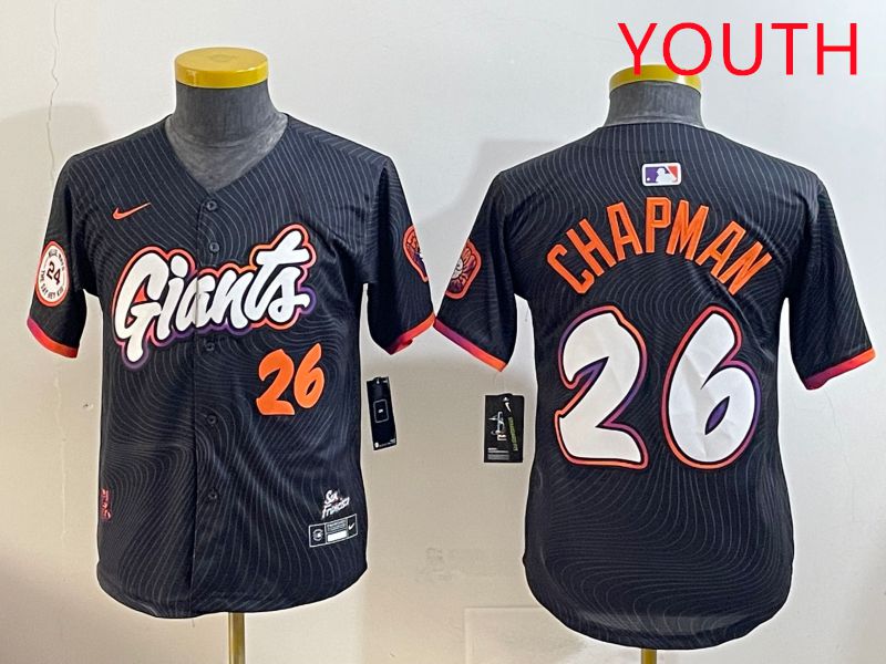 Youth San Francisco Giants 26 Chapman Black Joint Name 2025 Nike MLB Jersey style 8
